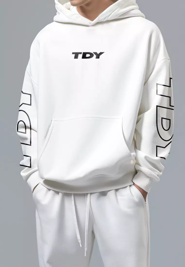 MO154 Hoodies Premium ScubaLux Anti Kusut Waterproof "TDY Arrow" Putih