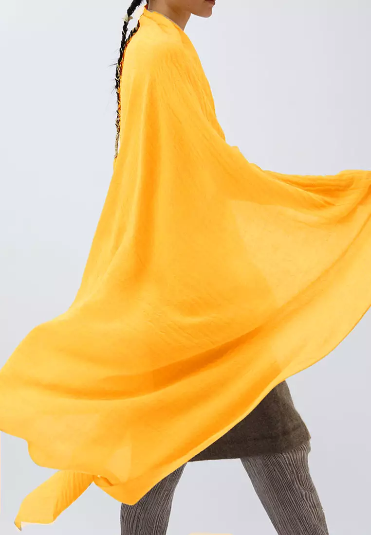 Women's Accessories Plain Silk-Feel Shawl Syal Wanita Sutra Polos Turmeric Gold