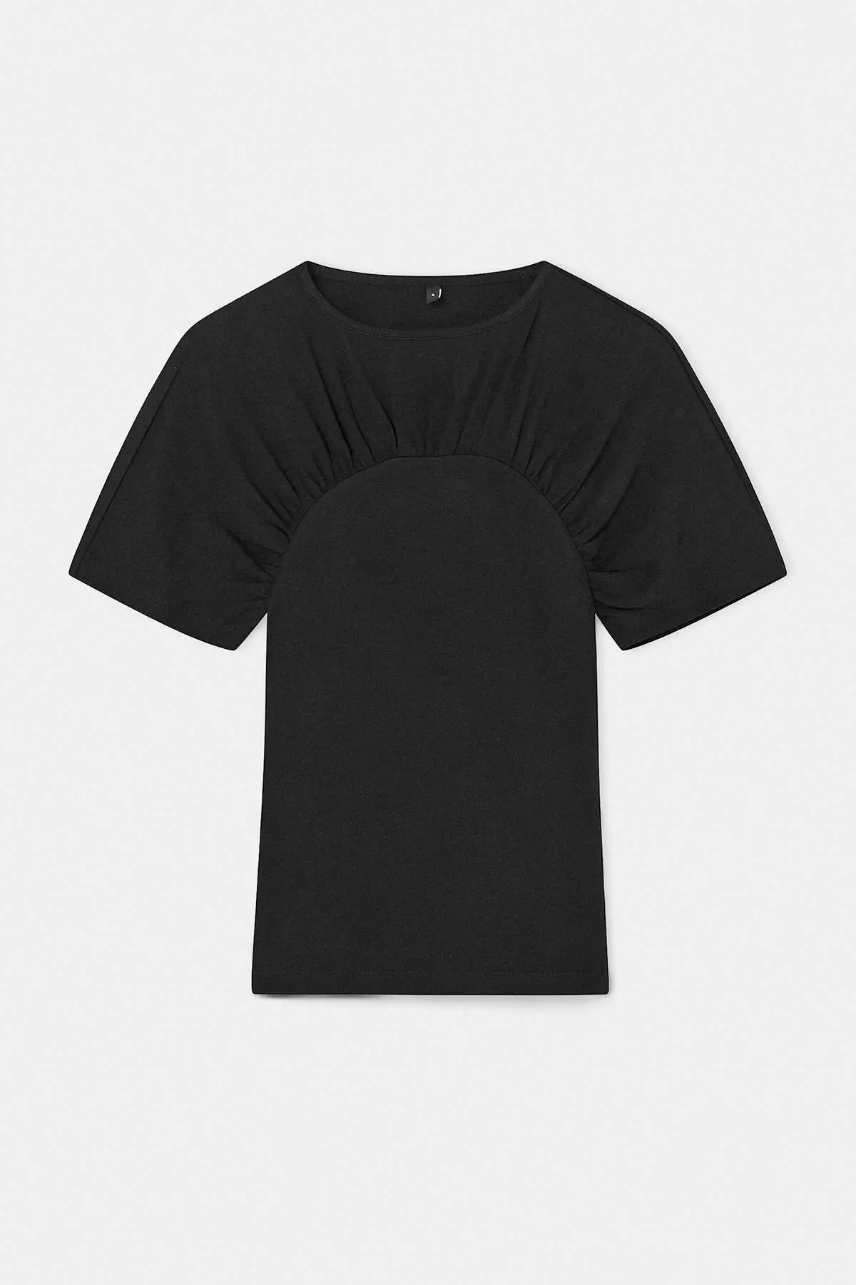 Black Fitted/Bodycon Boat Neck Short Sleeve 100% Cotton Knitted T-Shirt Twoss26Ts00264