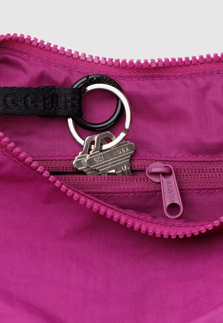 BAGGU - Small Nylon Crescent Bag - Deep Fuchsia