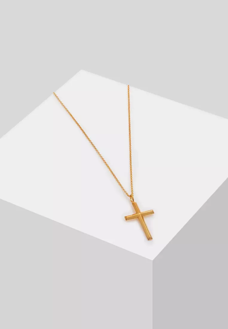 EXCLUSIVE Kalung Perhiasan Perak 925 Pria Chain Cross Gold Plated