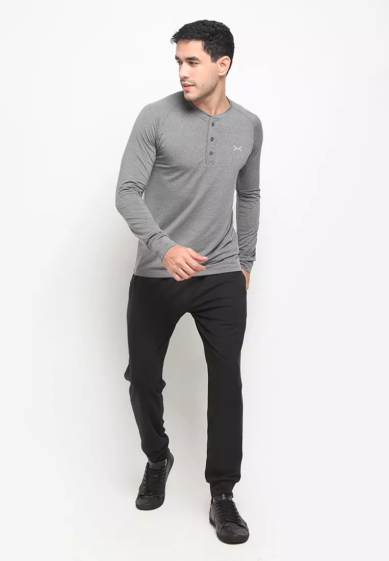 FLEXZONE Long Sleeves Henley Dark Grey
