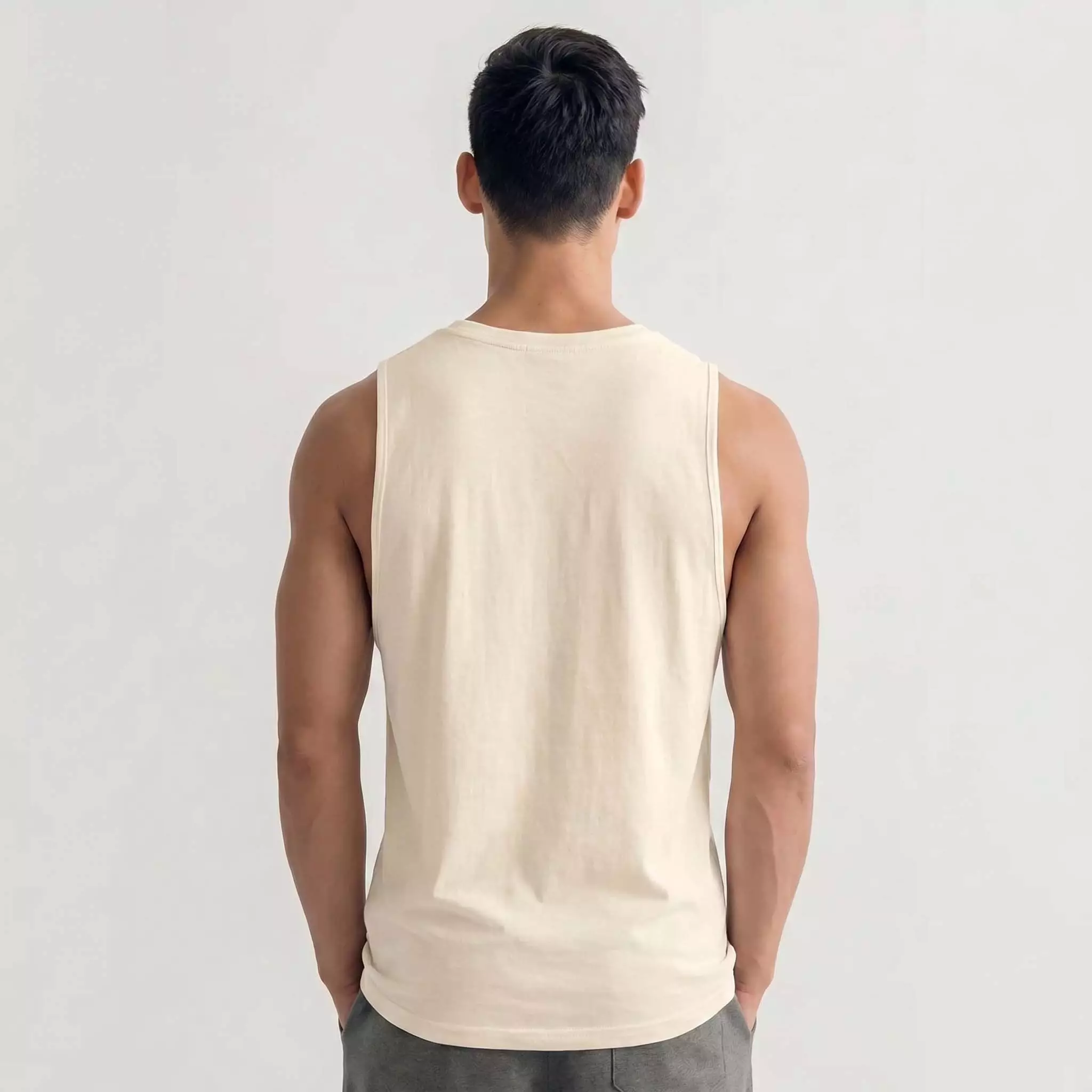 THIRDDAY Kaos Kutung Tank Top Instacool "never give up" cream MUA52