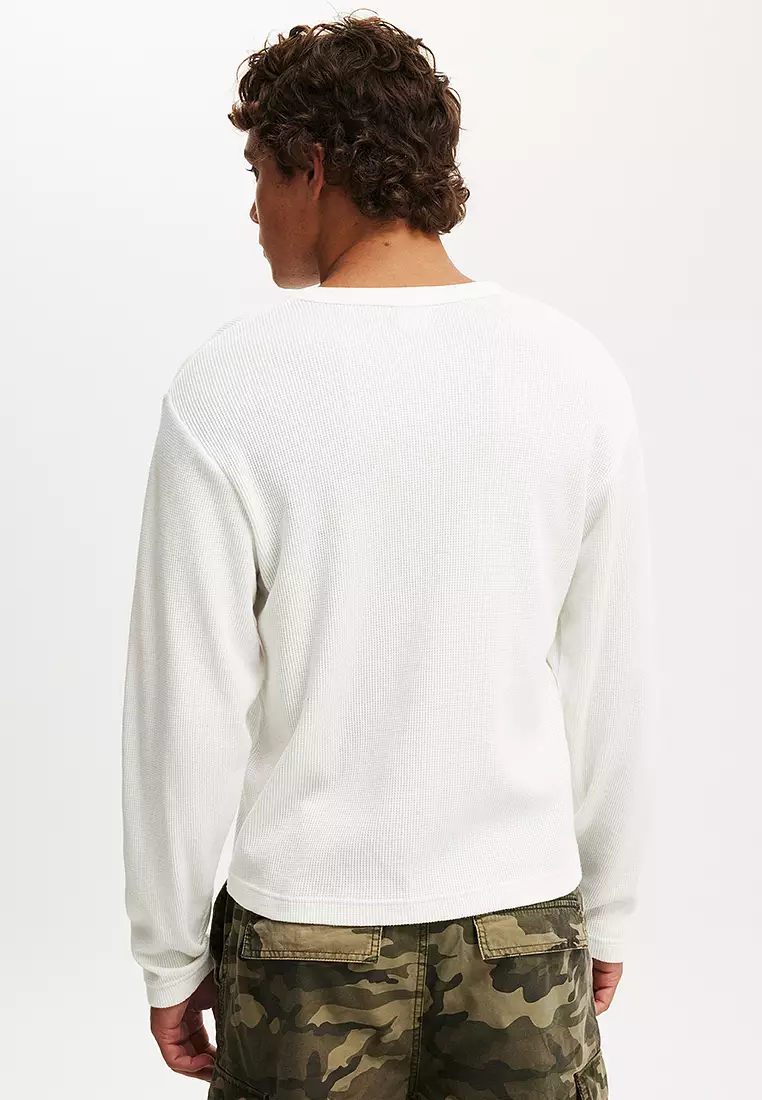 Cropped Fit Textured Long Sleeves Tee