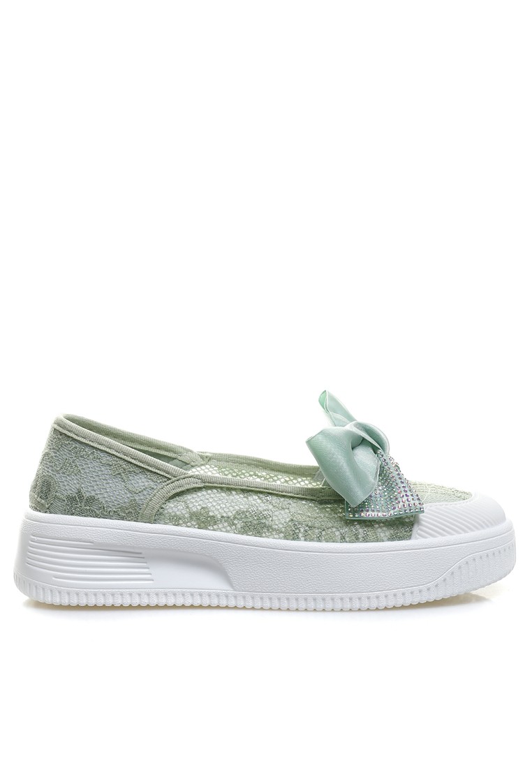 Platform Lace Mesh Bow Slip-Ons YD1997