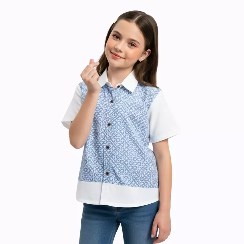  Blouse Batik Anak Perempuan - Bhatara Batik Atlanta - Baju Batik Modern Lengan Pendek