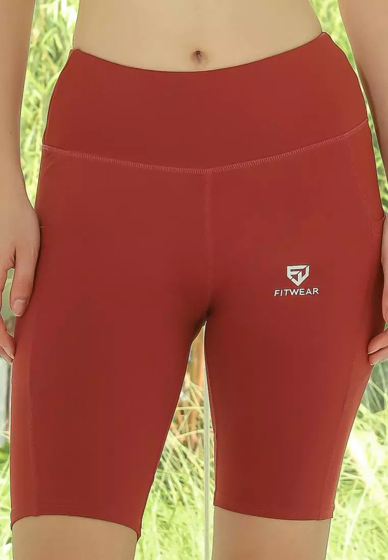 Fitwear - Celana / Legging Pendek Olahraga LESLEY NO / WITH POCKET - BRICK 2 POCKET