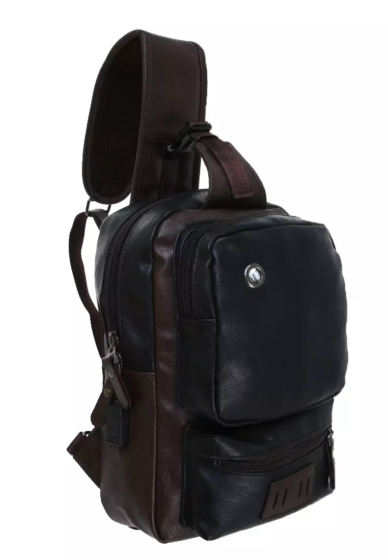 Roger Slingbag Tas Selempang Crossbody Bag Pria Bahan Large Compartment ORIGINAL - Black