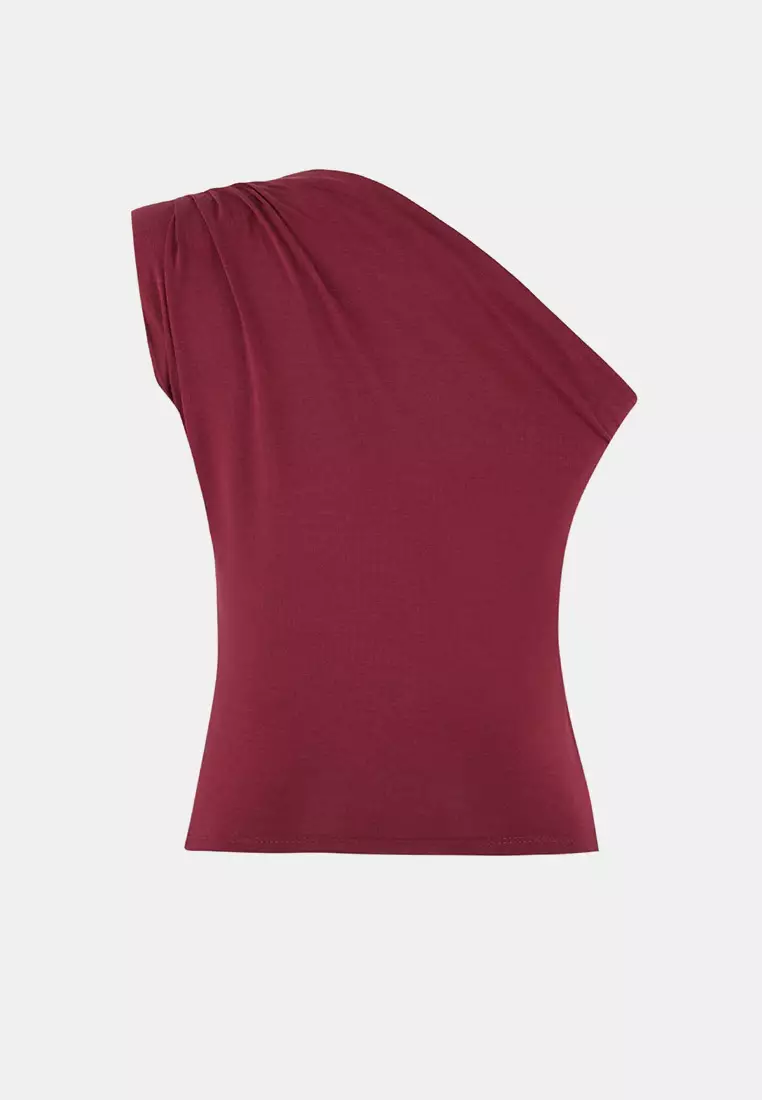 One Shoulder Ruched Crop Top