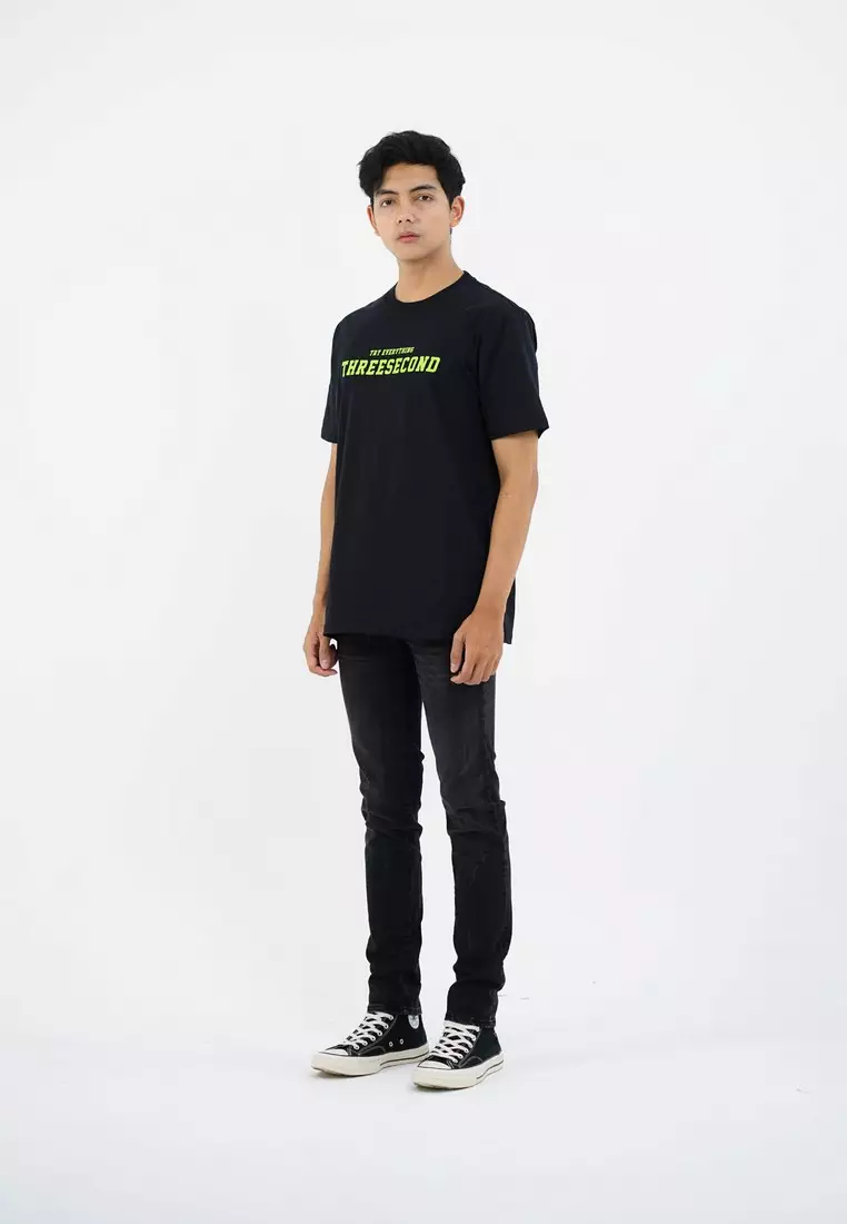 3Second Men's T-Shirt Short Sleeve Regular Fit Cotton Logo Script Barley OL-C630125
