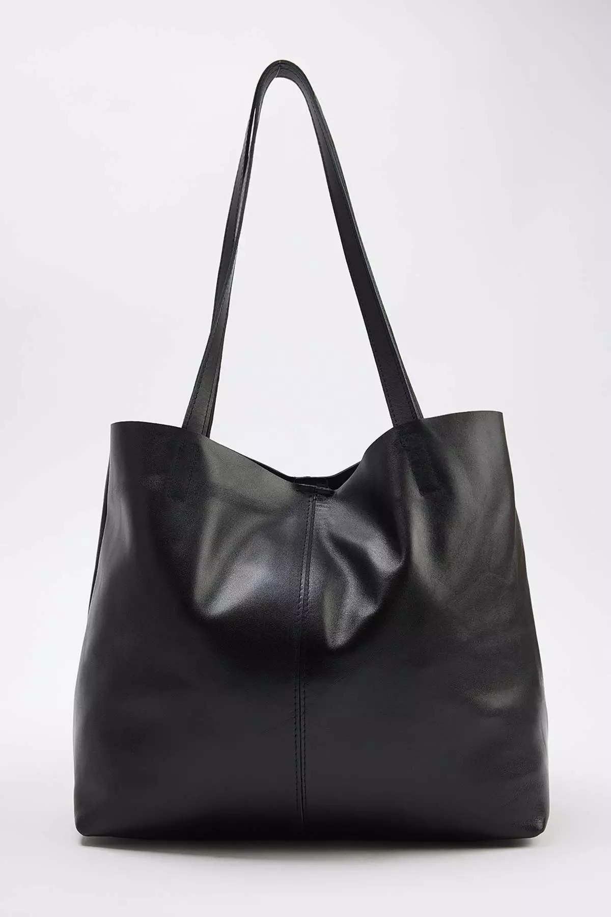 Black Leather Women'S Maxi Shoulder Bag Takaw26Oc00041