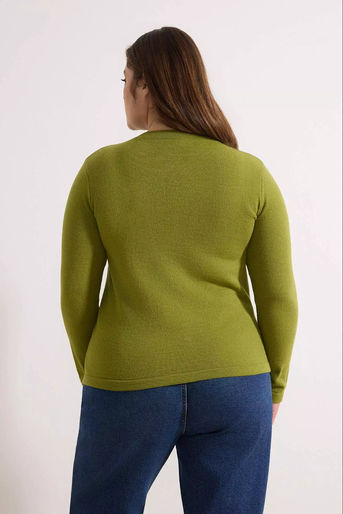 Green Woolen Jacket-Look Knit Cardigan Tbbaw26Av00059