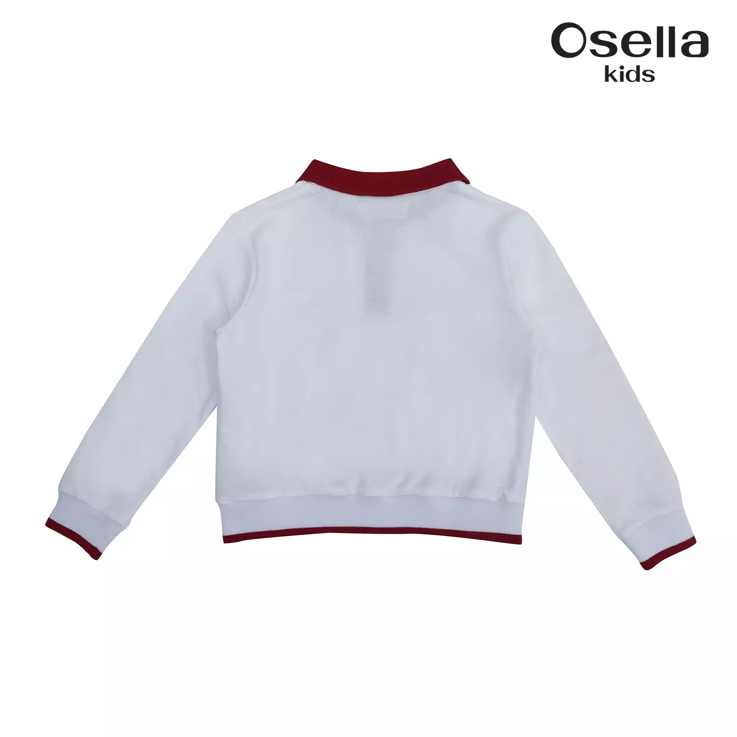 Osella Collared Sweatshirt In Red And White Color Combination 2312500101 | Sweater Anak Perempuan