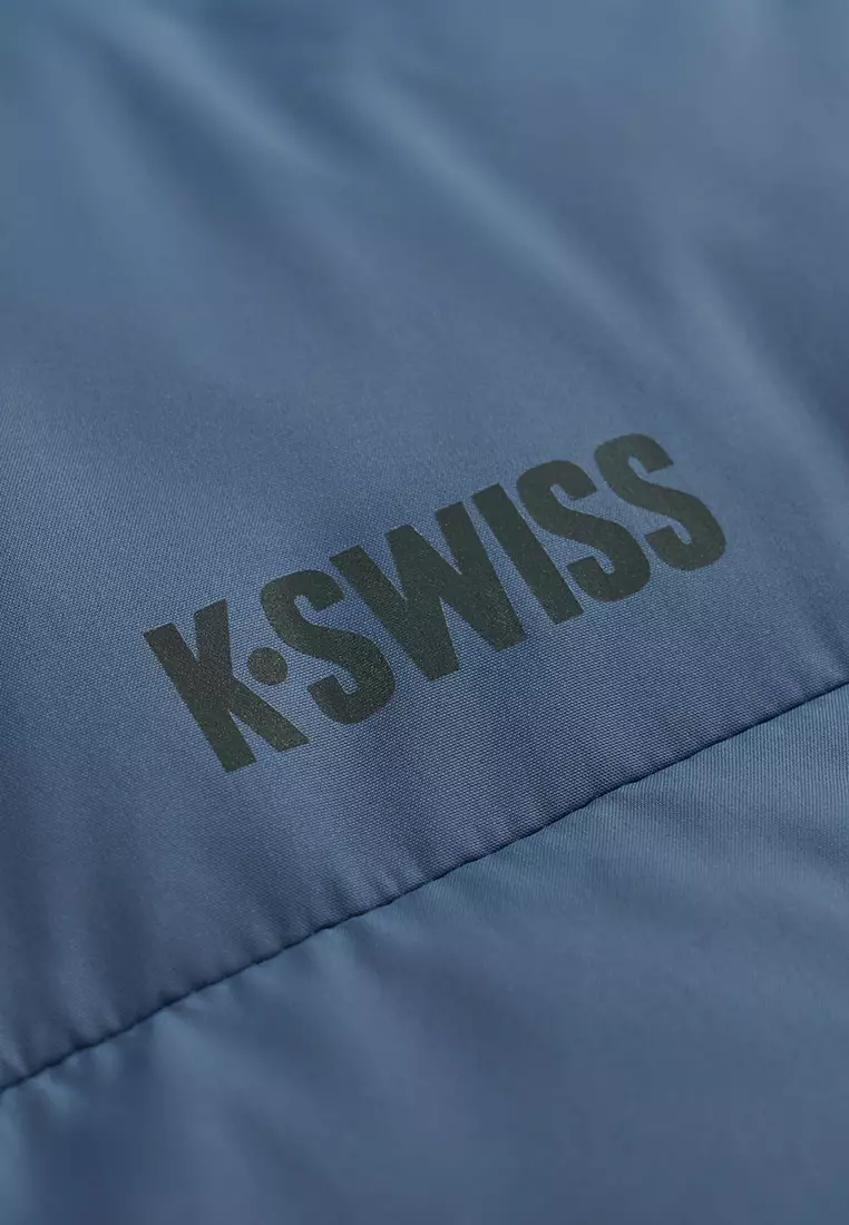 男裝 K-SWISS LOGO 防風長版鵝絨羽絨外套