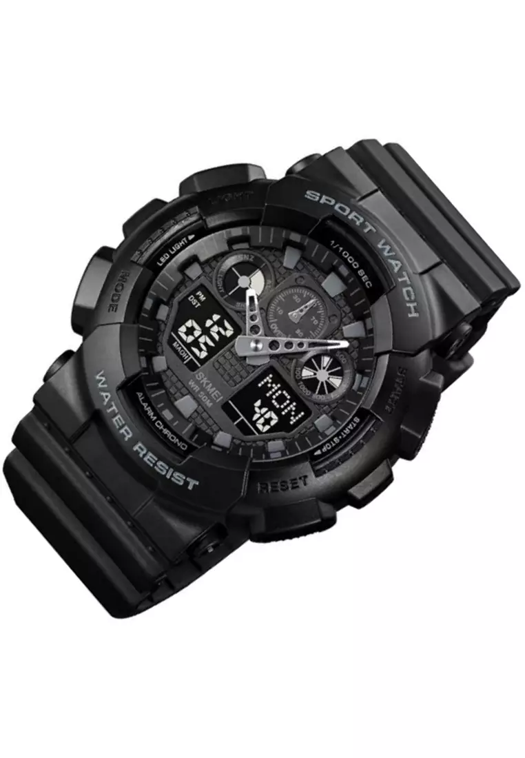 Jam Tangan Analog Digital Pria Waterproof Many Function Strap Tali Material PU Silicone GN26 ORIGINAL