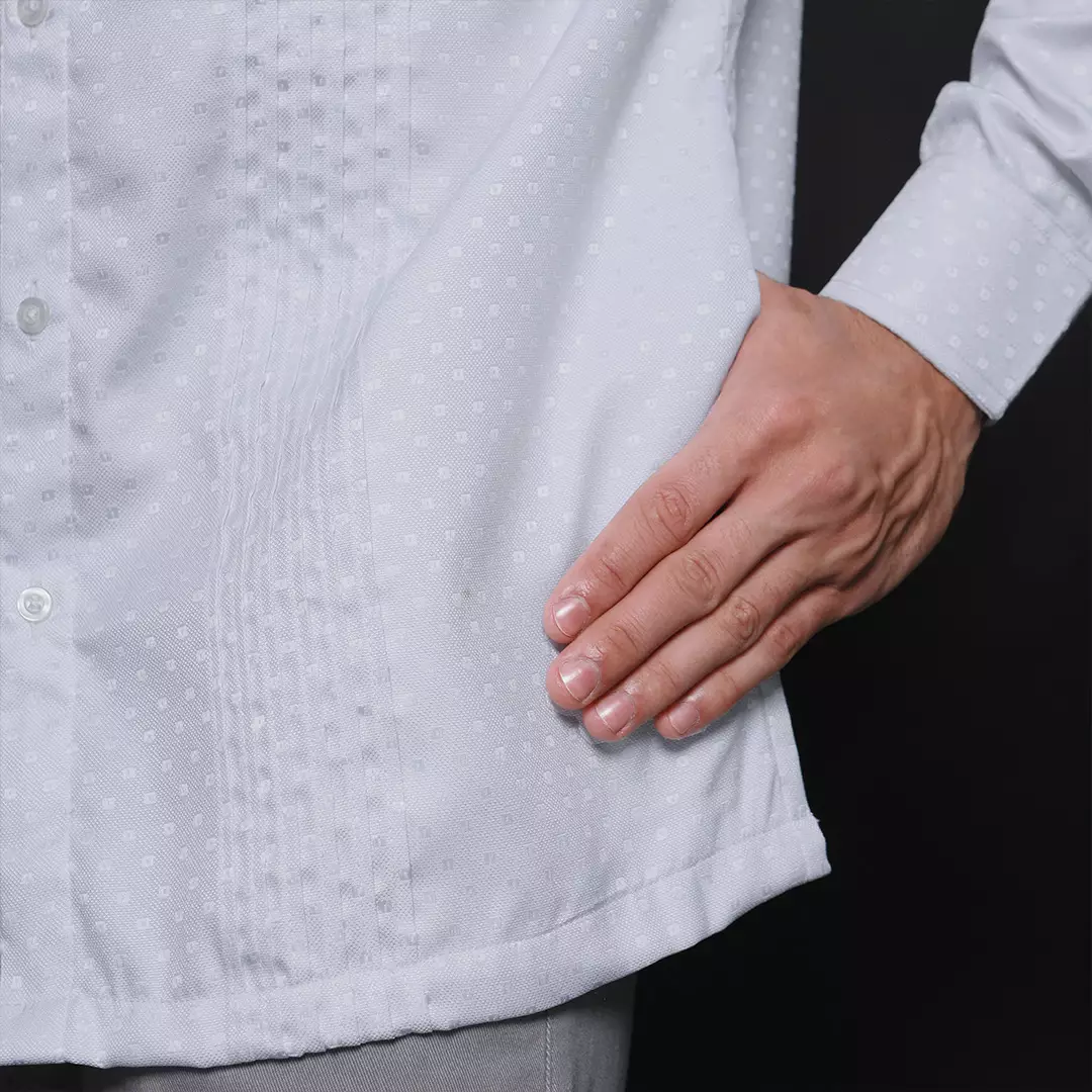 Casella Baju Koko Pria Lengan Panjang Pleats Design | Baju Koko Putih Lengan Panjang 9970 White