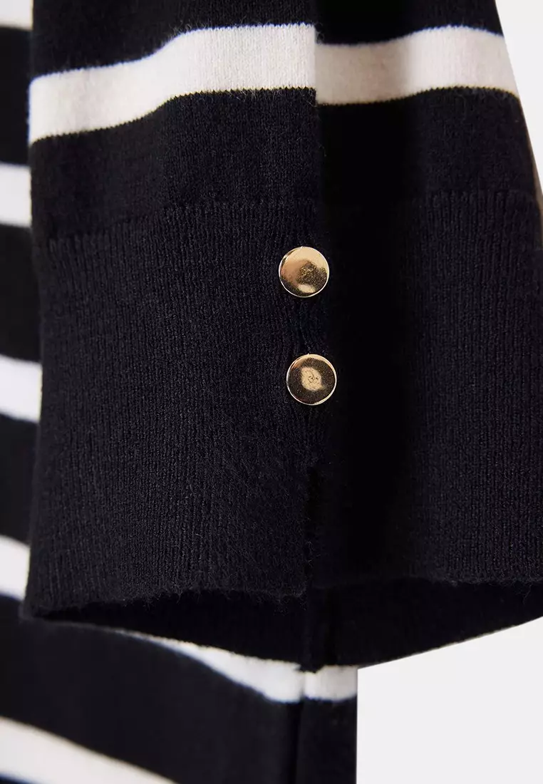 Wardrobe Essentials Black Striped Basic Knitwear Blouse Tbbss26Af00033
