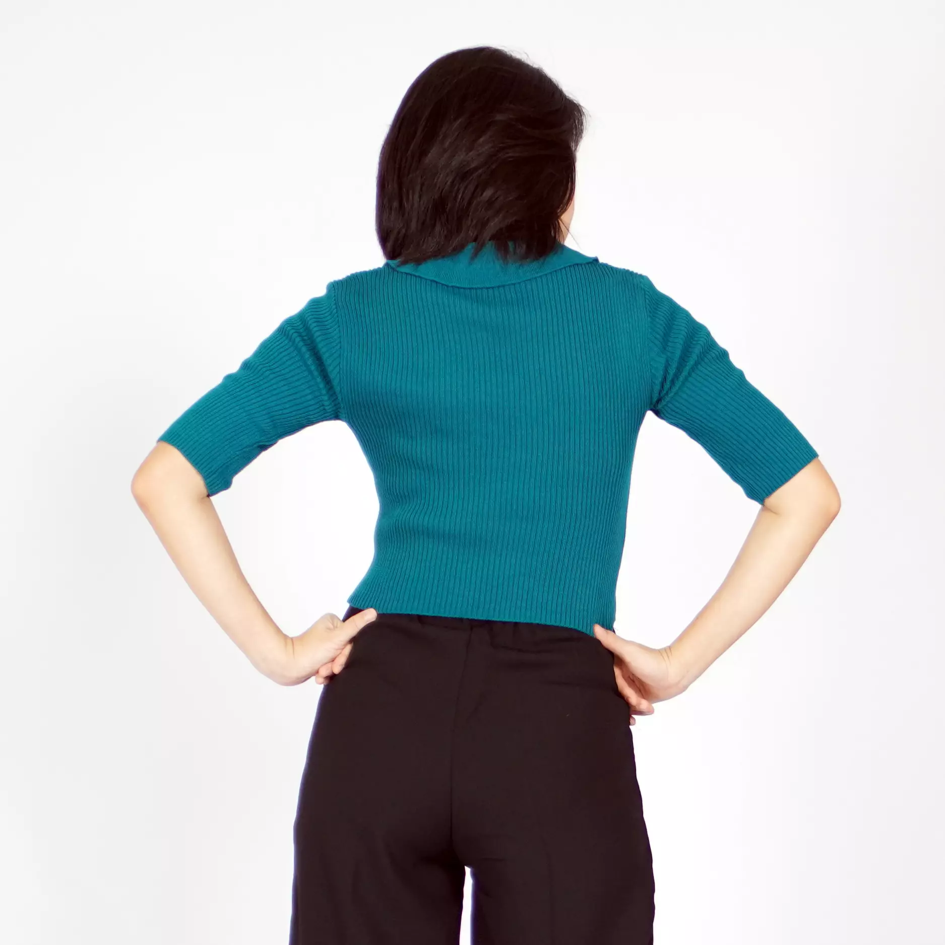  HANA Knit Crop Top Atasan Crop Rajut CropTop Rajut Gaya Korea - Emerald