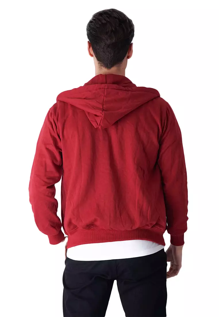 Jaket Polos Hoodie Zipper Sweater Warna Marun