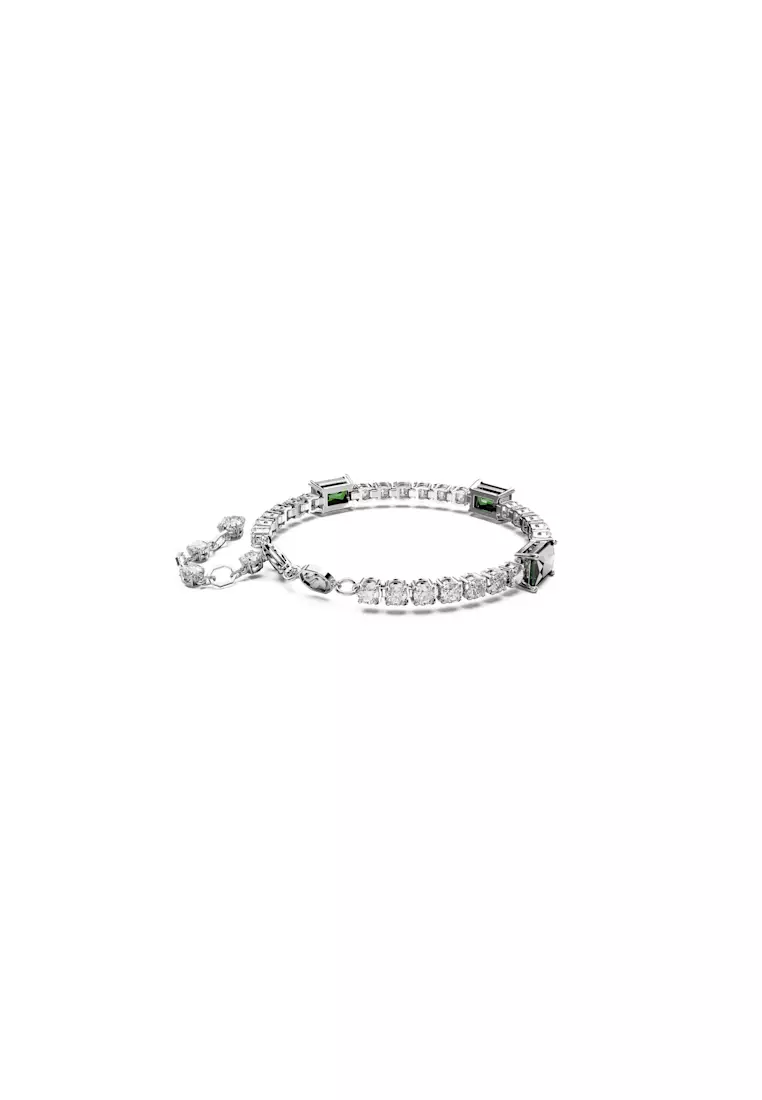 Matrix Tennis Bracelet Mixed Cuts Green Rhodium Plated