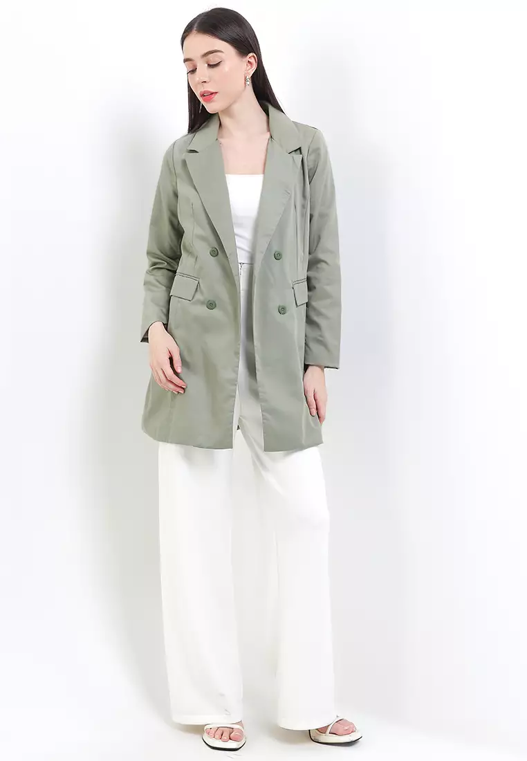 Double Breasted Long Blazer