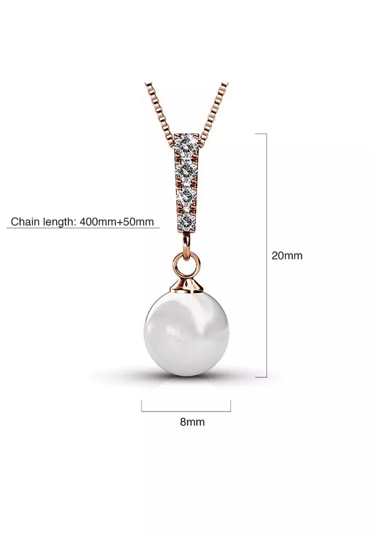 Lustrous Necklace Embellished with SWAROVSKI® crystals - Rose Gold/Clear