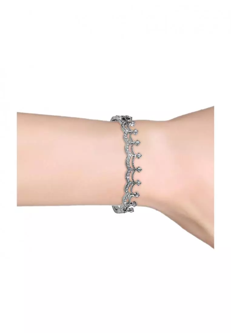 Crown Diamond Bangle WG - Gelang Crystal Swarovski® By Her Jewellery