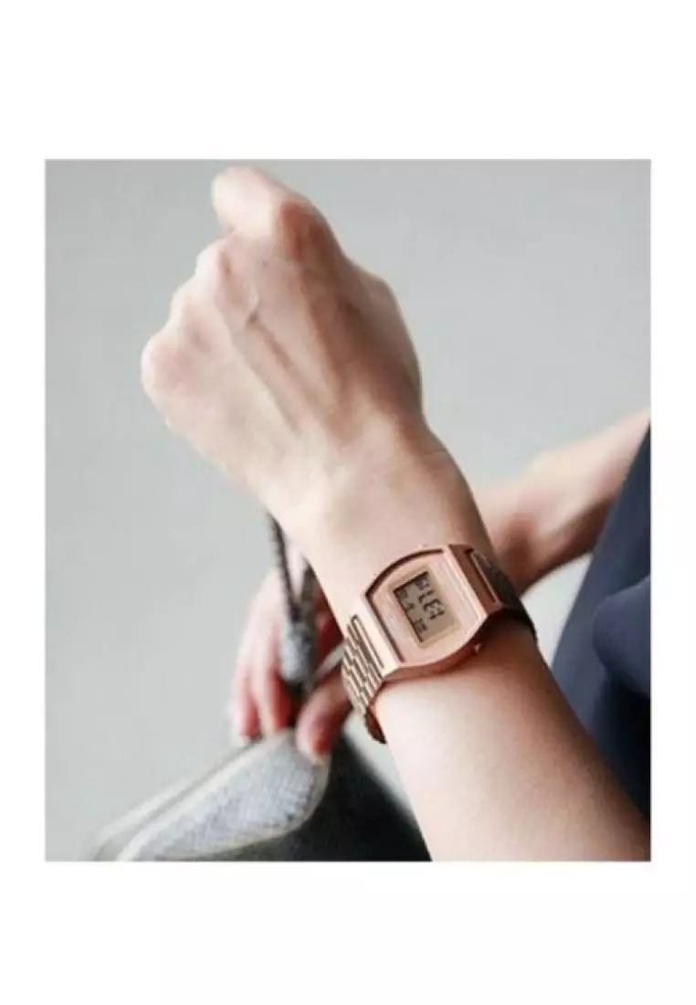 Vintage Men's Digital B640WC-5A Stainess Steel Band Rose Gold Watch