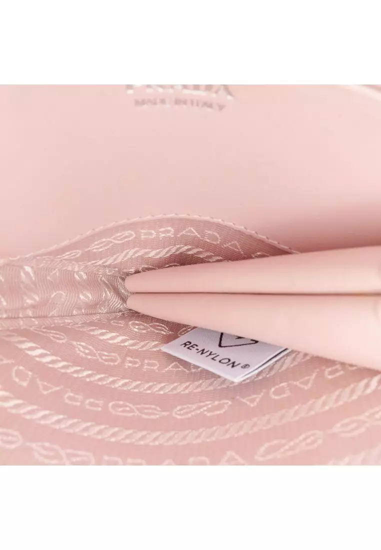 Pre-Loved Prada Mini Crystal Embellished Satin And Leather Triangle Pouch