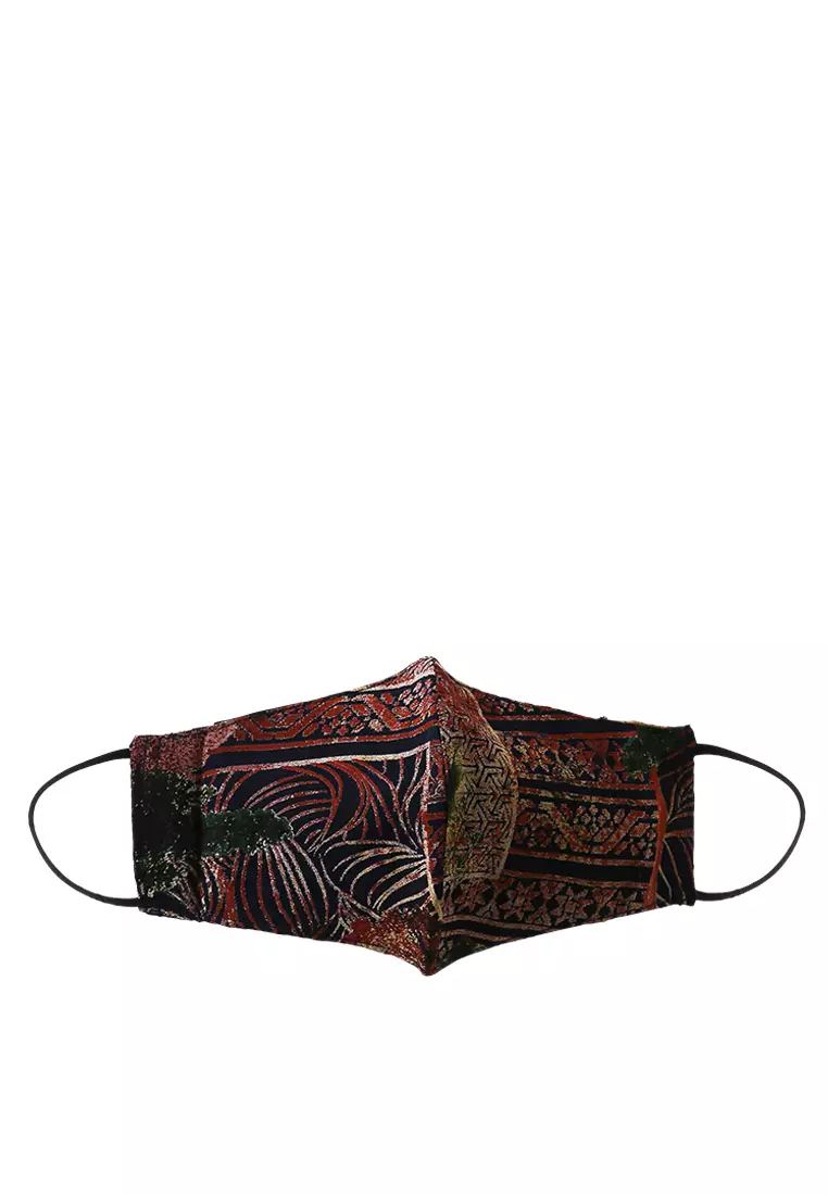 Mint Dress In Red Abstract Print W/ Mask