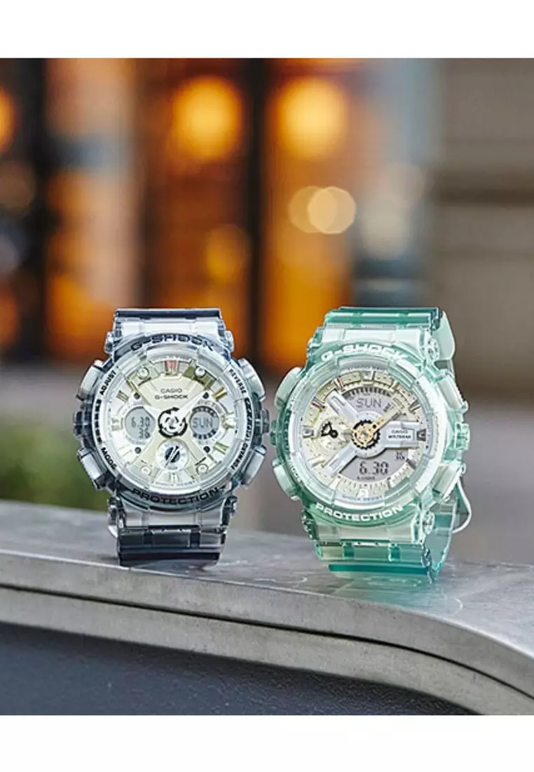 Women's Analog-Digital Watch GMA-S120GS-8A Grey Skeleton Resin Band Ladies Sport Watch