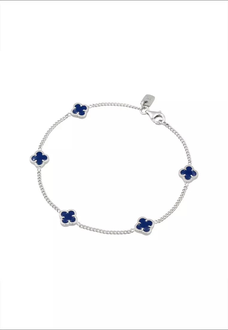 EXCLUSIVE Gelang Perhiasan Perak 925 Pria Cloverleaf Enamel
