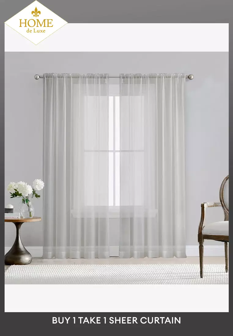 Buy Home de Luxe 2PC Curtain Hotel Quality Sheer Window Curtain Panels  Draperies Rod Pocket Grey - 58" x 96" 2023 Online | ZALORA Philippines