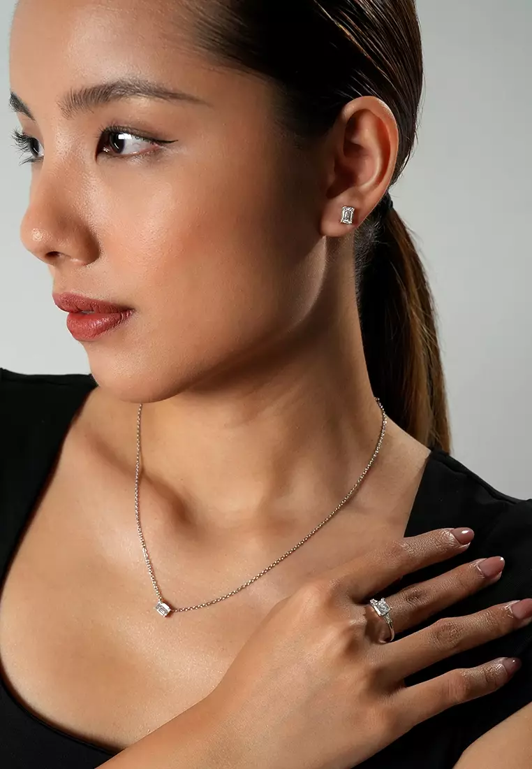 2.05ct TDW Refined Emerald Lab Grown Diamond Stud Earrings in 14K White Gold D/E-VVS/VS