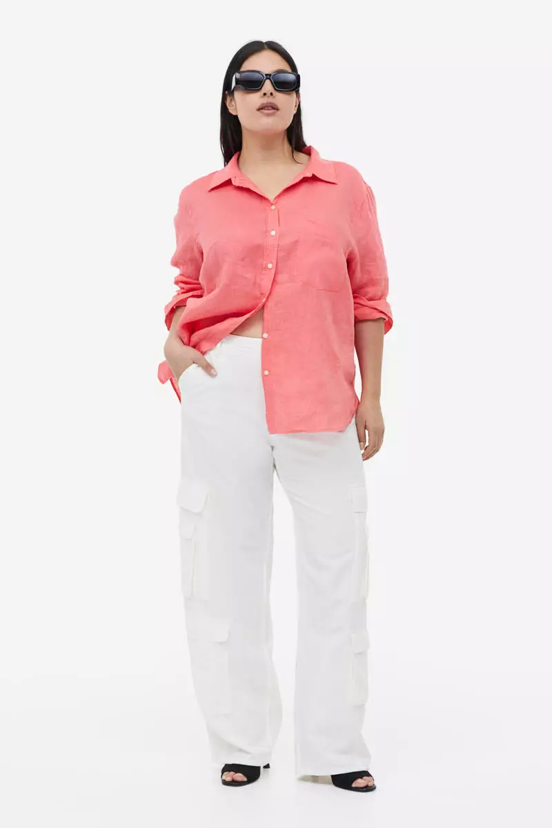 h&m linen shirt women's