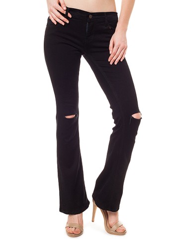 Orchid Ladies Bell Bottom Jeans Black Stretch
