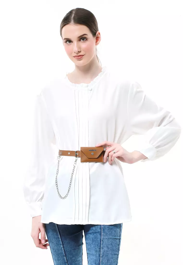 Imani Ikat Pinggang Wanita with Mini Wallet Multifunction Material Leather ORIGINAL - Brown