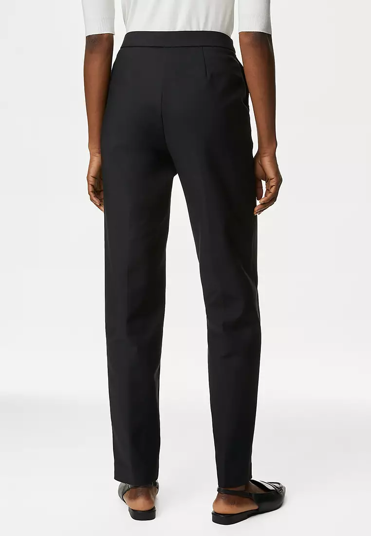 Cotton Blend Slim Fit Ankle Grazer Trousers