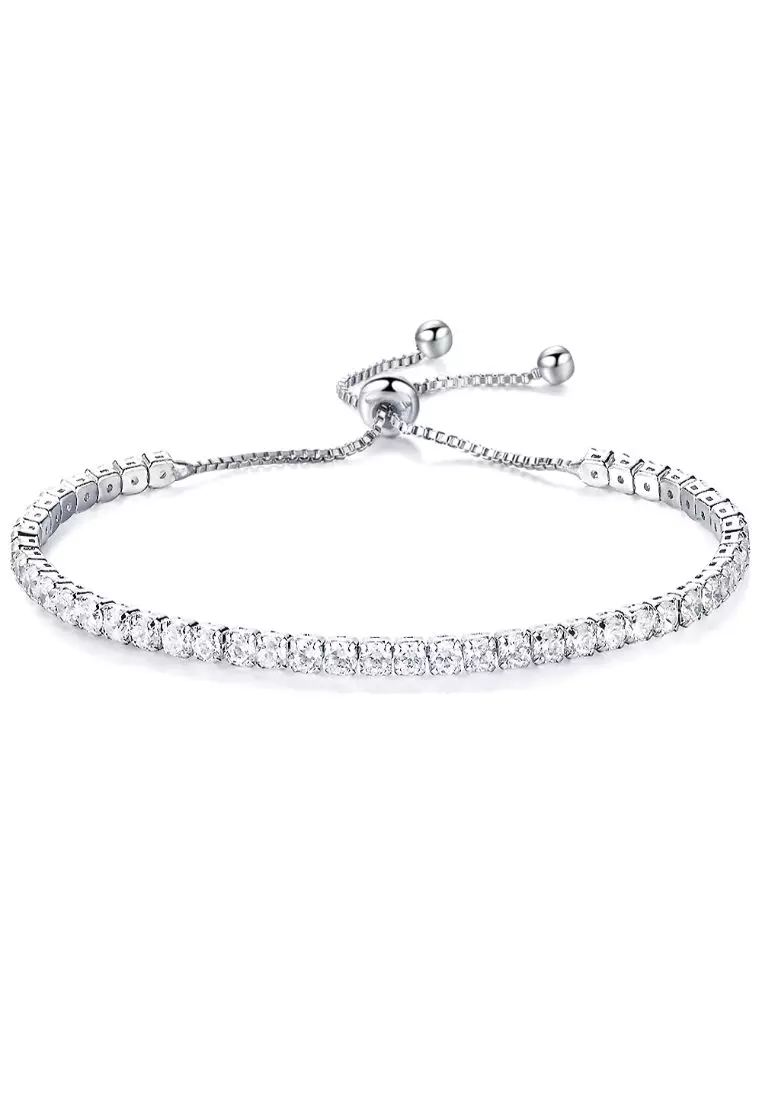 KARL LAGERFELD K/MONOGRAM CHAIN PAVE BRACELET, Silver Women's Bracelet