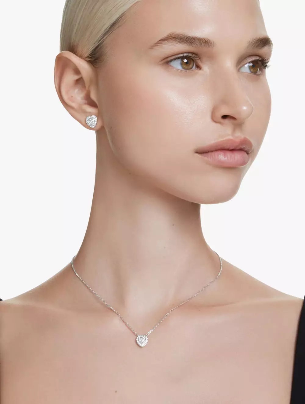 Ariana Grande x Swarovski Pendant Capsule Sunshine, Mixed Cuts, Heart, White, Rhodium Plated - White