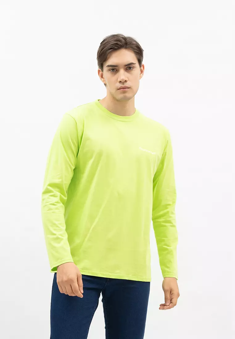 Houseofcuff Kaos Cotton Combed Lengan Panjang Pria Hijau Stabilo