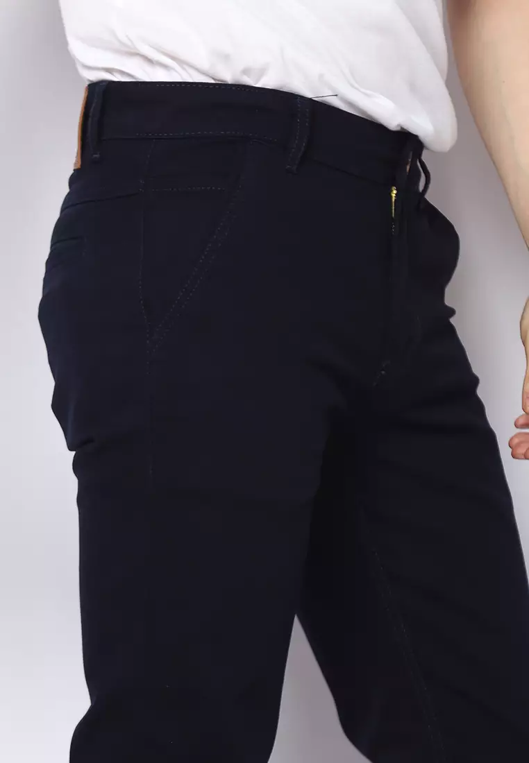 2nd RED Celana Panjang Pria Katun Chinos Slim Fit Cheers Mate Biru Navy 112503