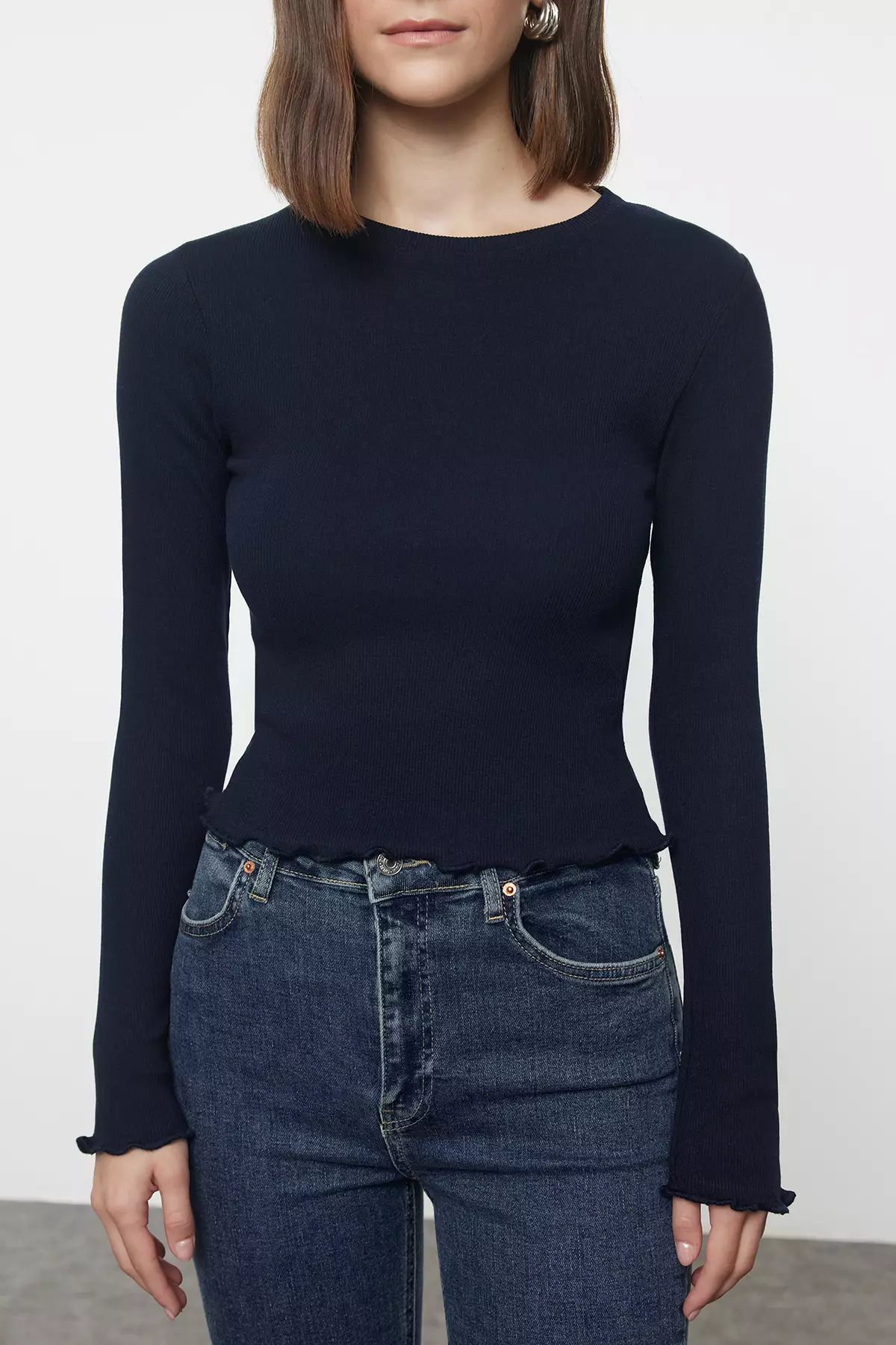 Rib Long Sleeves Top