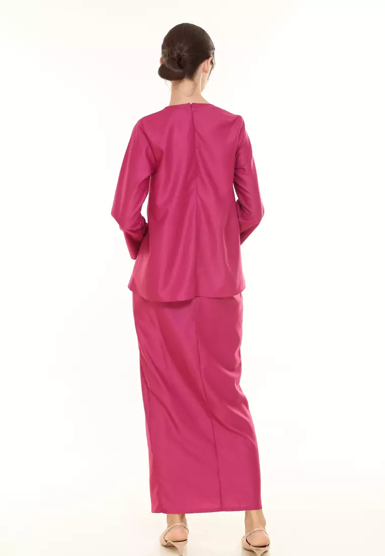 Kiera Kurung Kedah Modern in Hot Pink