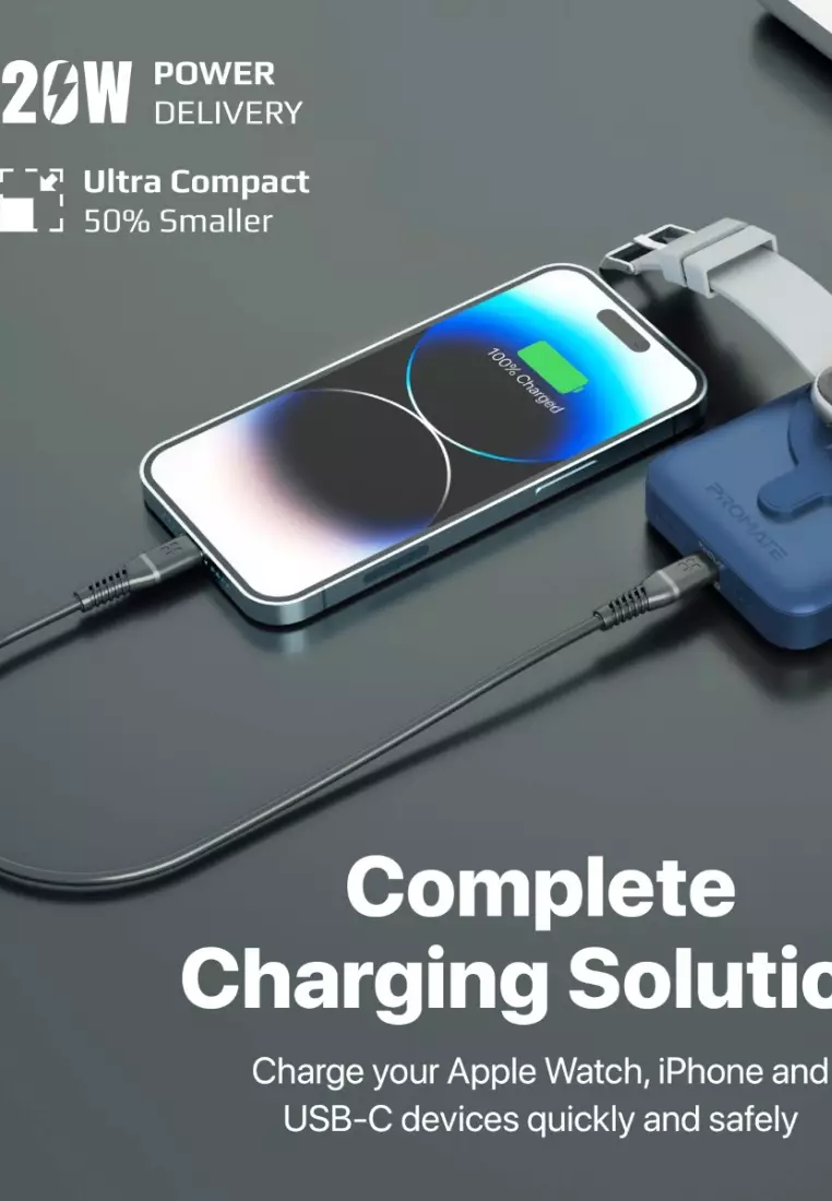 Buy Promate PowerMag-Duo Blue SuperCharge MagSafe & Apple Watch Wireless  Charging Power Bank 2024 Online