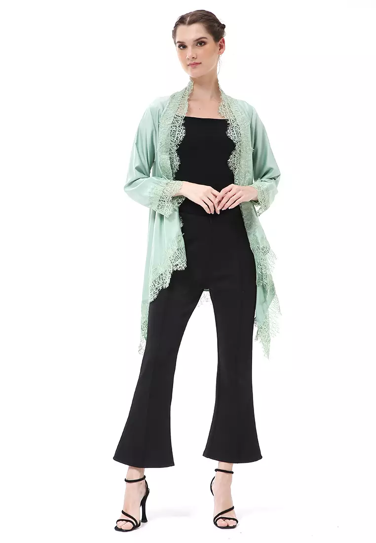 Reine Atasan Wanita Outer Kebaya Traditional Design Material Silk ORIGINAL - Sage Green