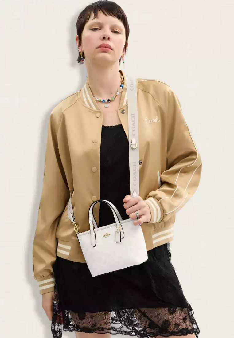 Coach City Mini Tote Bag In Signature Canvas White Chalk