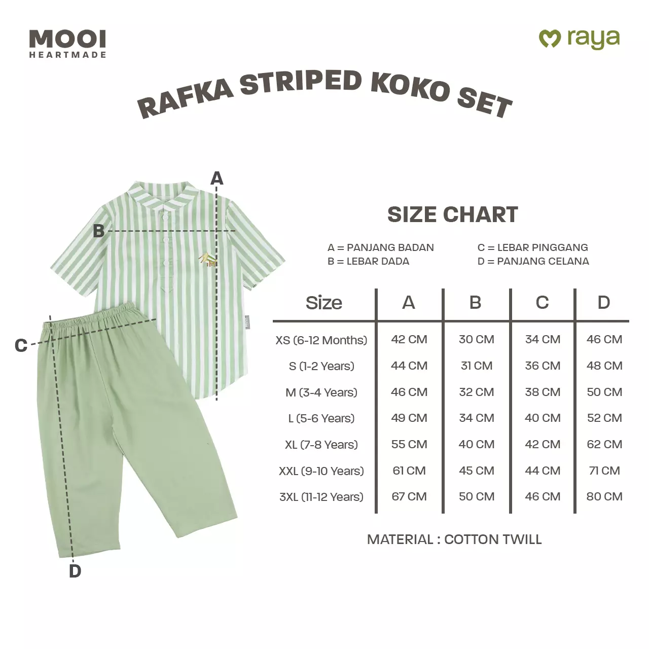 Mooi Rafka Striped Koko Set Setelan Koko Anak - Clary Sage
