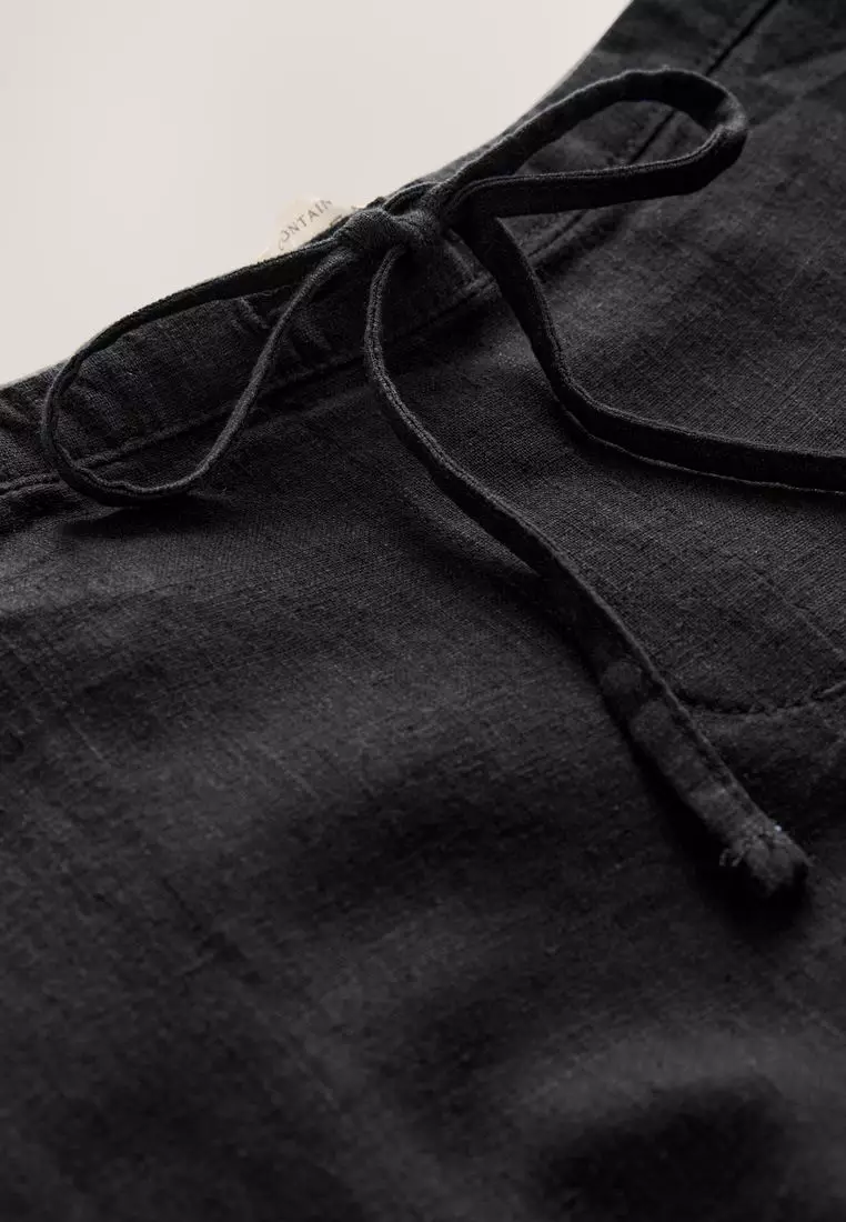 Smart Front Linen Blend Wide Leg Trousers