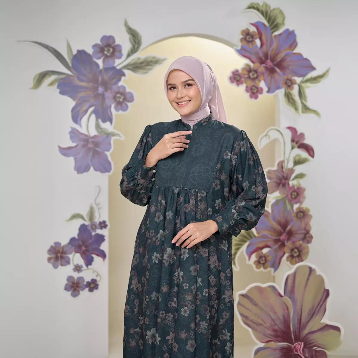 ZM Zaskia Mecca - Talina Teal Blue Gamis Dress - Alkisah - Edisi Timun Mas